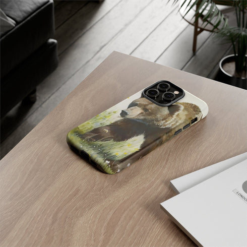 Grizzly Bear in a Field - Impact Resistant Phone Case
